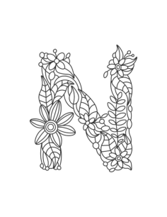 Flower Letter N Kids Coloring Pages Pdf, Free Vectors File